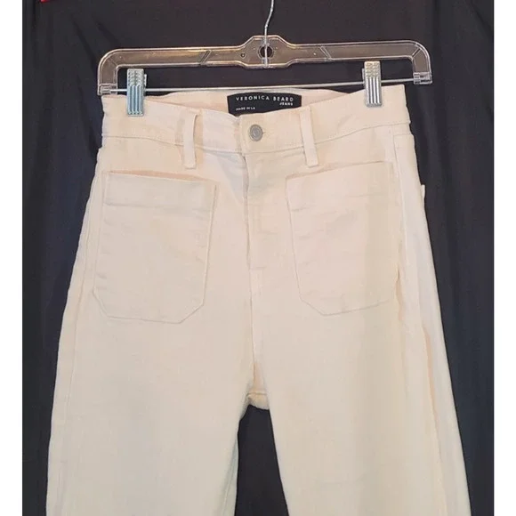 Veronica Beard Sheridan Exaggerated Flare Jeans Cream High Rise 26